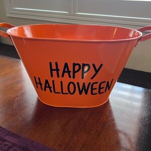 Orange Halloween Decorative Metal Bucket